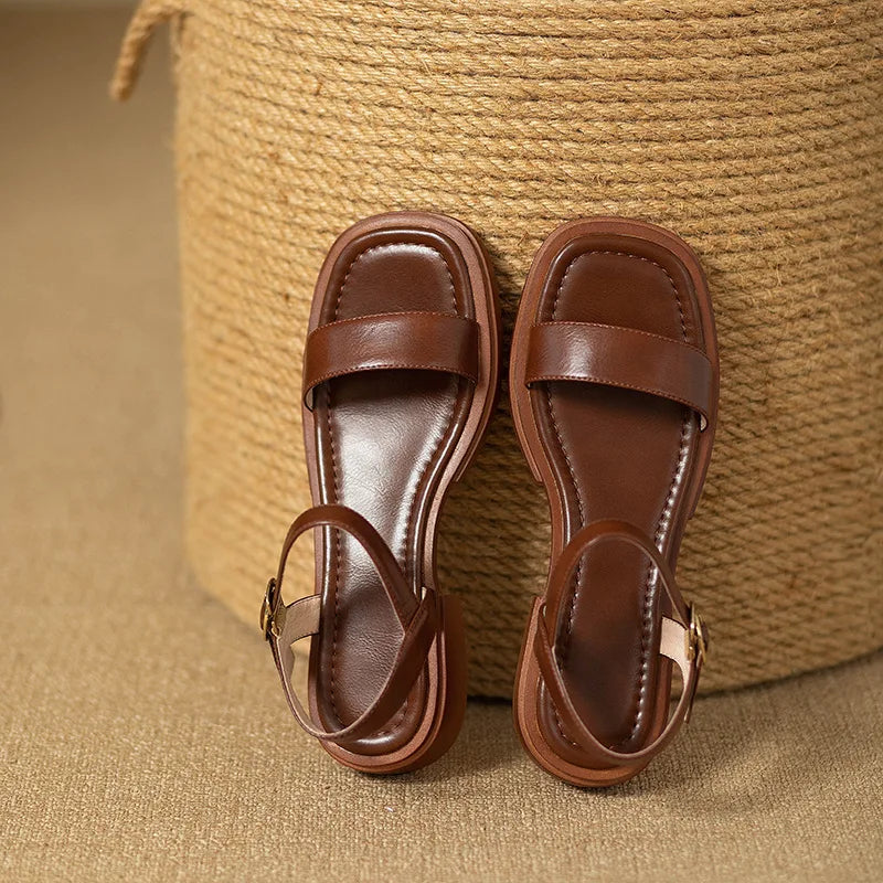 Paige – Minimal Leather Strap Sandals