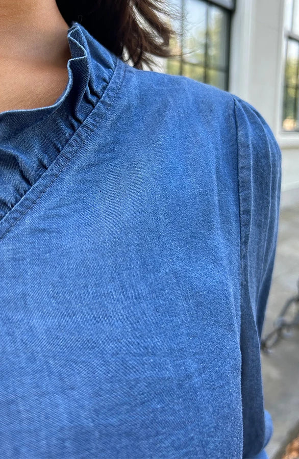 Van Laren | Elina Ruffle Denim Blouse
