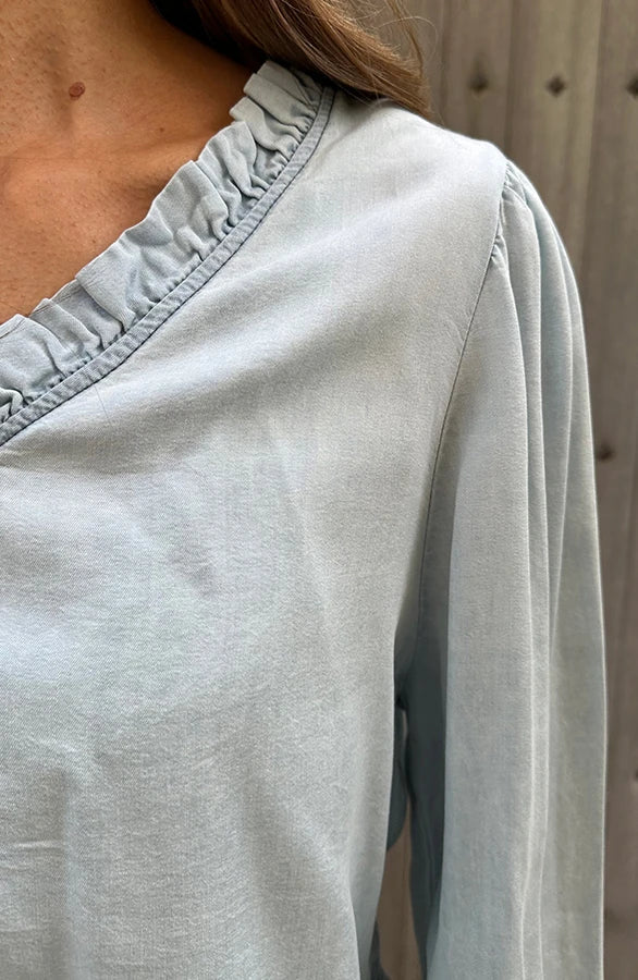 Van Laren | Elina Ruffle Denim Blouse