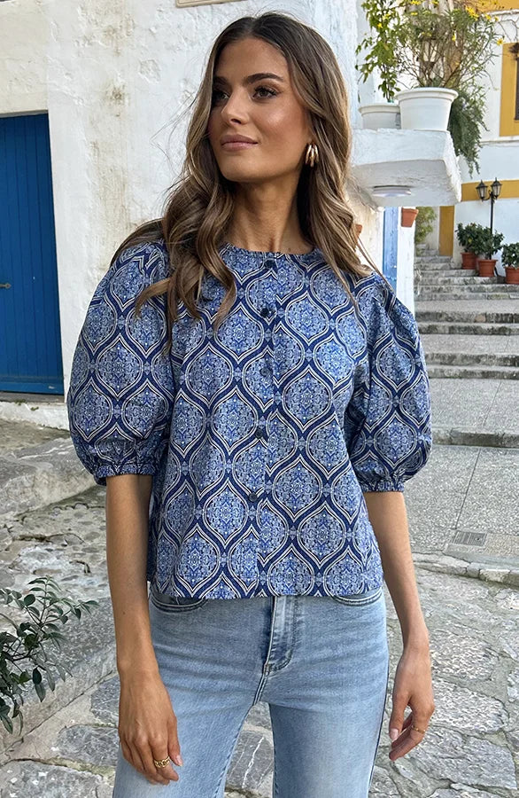 Van Laren | Abbey Blouse met Pofmouwen