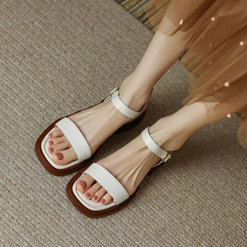 Paige – Minimal Leather Strap Sandals