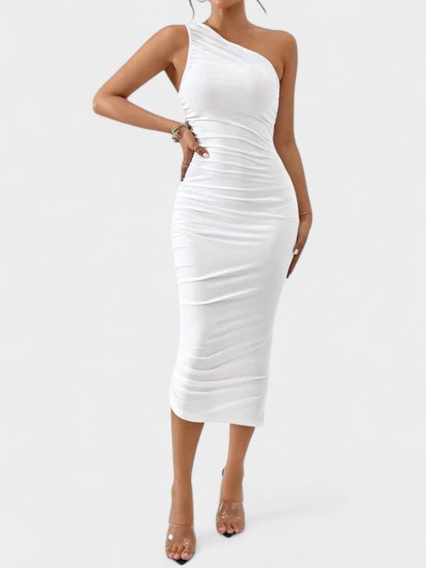 Anna | One-Shoulder Sculpting Mesh Dress