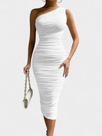 Anna | One-Shoulder Sculpting Mesh Dress