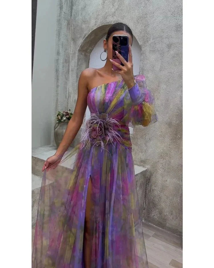 BEATRICE | ONE-SHOULDER LONG SLEEVE DRESS