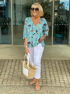 DELILAH | STYLISH FLORAL BUTTONED BLOUSE